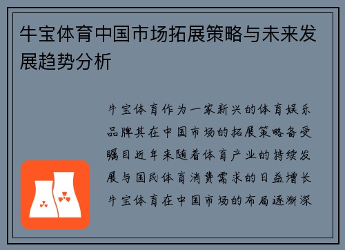 牛宝体育中国市场拓展策略与未来发展趋势分析